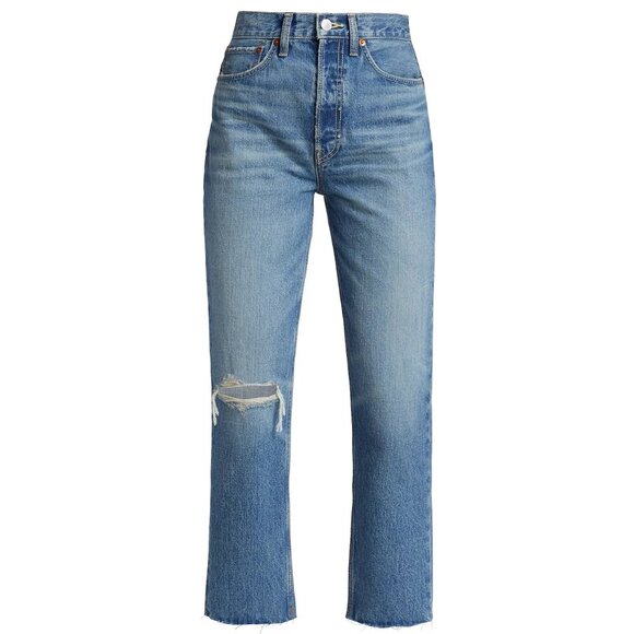 Re/Done 70s Stove Pipe High Waist Jeans in color Worn Blue - size 27 - Picture 2 of 10